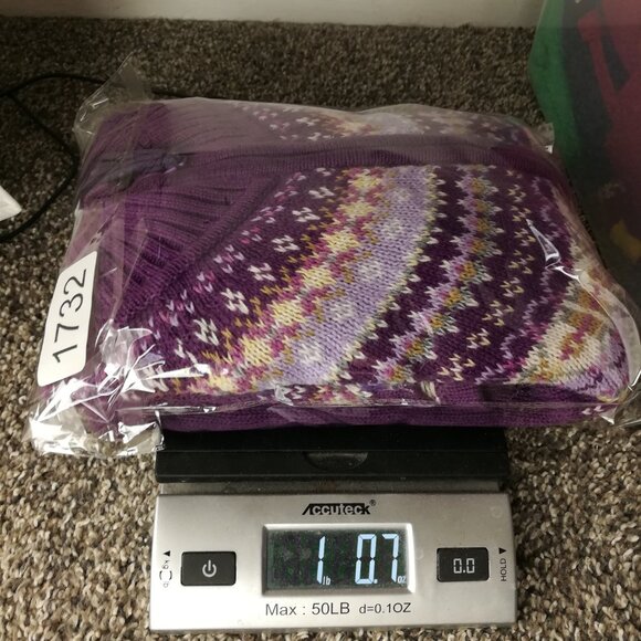 NWOT Vintage Tiara Sweater Fair Isle Cardigan Full Zip Purple Womens XL - Picture 8 of 8